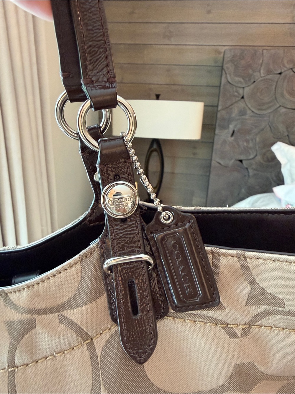 Y2K Coach Beige and Brown Signature Canvas Tote - Picture 3 of 11